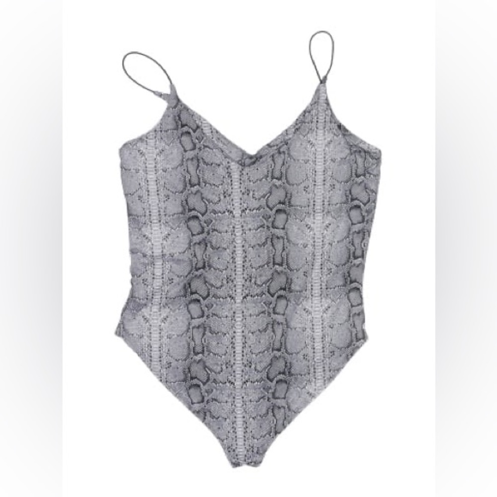 Gaze snake print bodysuit gray small